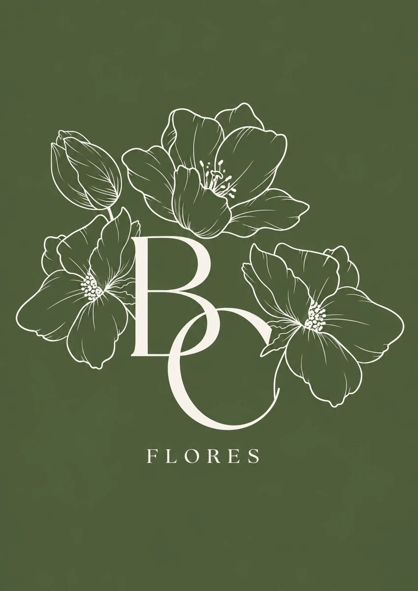 BC Flores — logomarca floral em verde oliva